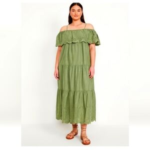 Green Cold Shoulder Maxi Dress Old Navy SKU 4261200010603 Size 3X